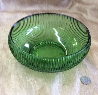 Vintage E.  O.  Brody Co Cleveland Depression Glass Green Ribbed Bowl 6” Candy Dish