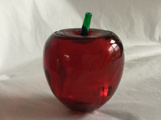 Godinger Glass Ruby Red Apple Trinket Box Covered Paperweight