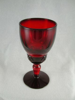 Martinsville Moondrops 9 Oz.  Ruby Red Water Goblet Footed Glass