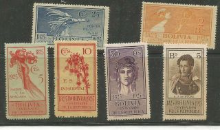 Z1379 Bolivia Sc 150,  153,  155 - 156,  158 - 159 Mnh Centenary Of The Republic 1925