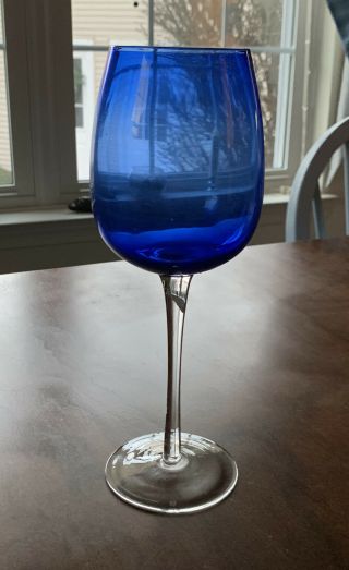 Vintage 9 1/2”Tall LIBBEY ' S Cobalt Blue Glass Oversize 18.  5 oz.  Wine/Water Goblet 2