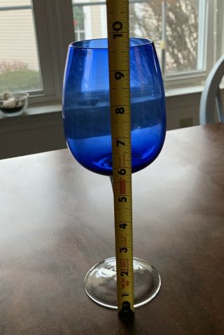Vintage 9 1/2”Tall LIBBEY ' S Cobalt Blue Glass Oversize 18.  5 oz.  Wine/Water Goblet 3
