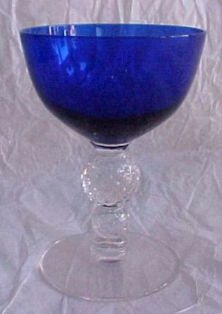 Morgantown Crystal Golf Ball 7643 Cobalt Ritz Blue Liquor Cocktail Glass 4 - 1/8 "