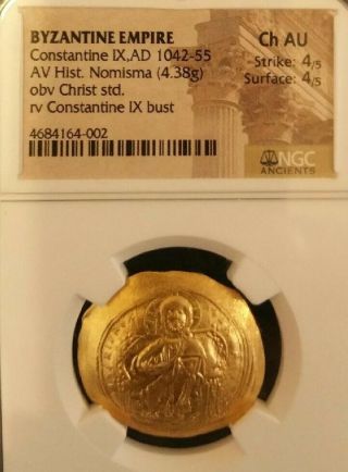 Byzantine Gold 1042 - 55 Constantine Ix Ngc Choice Au Near Unc Byzantine Gold