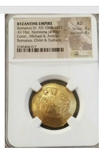 1 Day - Byzantine Gold Coin Romanus Iv Michael & Andronicus Ngc Au - Wow