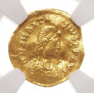 Anastasius,  Ad 491 - 518,  Gold Tremissis,  Ngc Vf