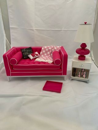 Jonathan Adler Barbie Pink Sofa Couch Side Table Lamp Other Accessories