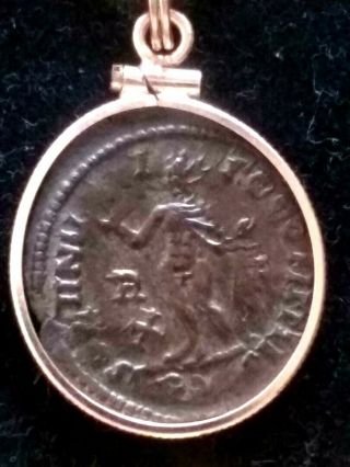 Constantine Great Sol Authentic Ancient Roman Coin Gold - Filled Pendant Necklace