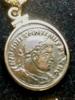 Constantine Great Sol Authentic Ancient Roman Coin Gold - Filled Pendant Necklace 2