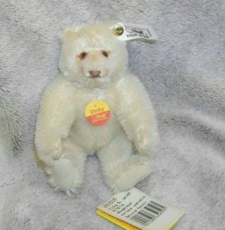 ❤️ Steiff Dicky Bear,  White Mohair,  Jointed,  Tags Shown,  6 " One L@@kie ❤️