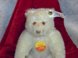 ❤️ STEIFF DICKY BEAR,  WHITE MOHAIR,  JOINTED,  TAGS SHOWN,  6 