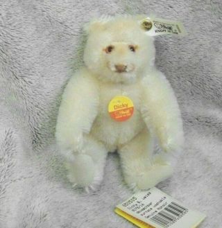 ❤️ STEIFF DICKY BEAR,  WHITE MOHAIR,  JOINTED,  TAGS SHOWN,  6 