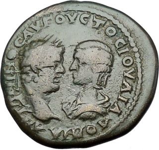 Caracalla And Julia Domna 198ad Marcianopolis Tyche Ancient Roman Coin I50894