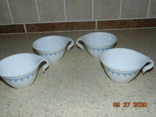 4 Vtg Corelle Livingware By Corning Blue Snowflake Hook Handle Coffee/tea Cups