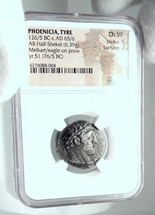 TYRE Half SHEKEL BIBLICAL Silver Jewish Temple Tax Ancient Greek Coin NGC i77872 3