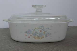 Vintage Corning Ware 2 Liter Blue Ribbon Basket A - 2 - B Casserole With A - 9 - C Lid