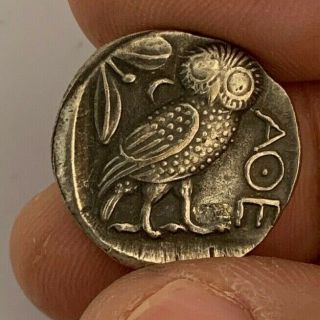 Ancient Greek Silver Coin Tetradrachm Athens/owl Fourree 8.  2gr 25.  1mm