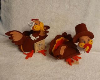 Annalee Doll 1993 Harvest Thanksgiving Mr.  & Mrs.  Pilgrim Turkey Doll 7 " Tags