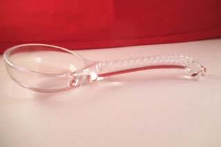 Vintage Clear Glass Ridged Handle Condiment Spoon Ladle K