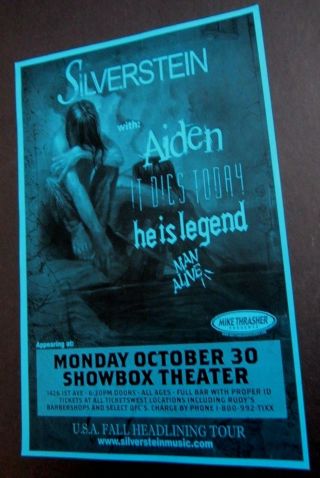Silverstein W Aiden It Dies Today He Is Legend Concert Show Gig Poster