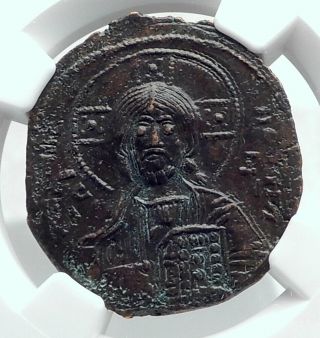Jesus Christ Class A3 Anonymous Ancient 1020ad Byzantine Follis Coin Ngc I80778
