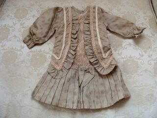 Vintage French Victorian Dress 11 " For Antique Bisque German Doll 16 - 18 "