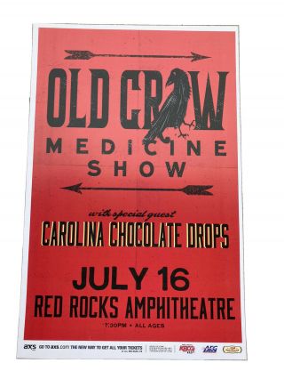 Old Crow Medicine Show 2014 Red Rocks Gig Flyer 11x17 Promo Concert Poster