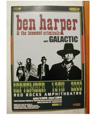 Ben Harper Handbill Poster Galactic Red Rocks
