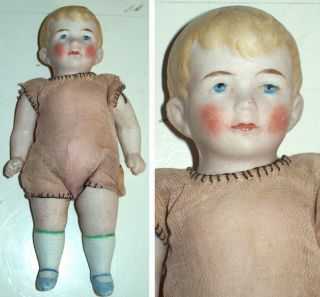 5.  5 " Antique German All Bisque Boy Germany 3 1/2 No Damage Jointed Arms & Legs
