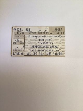 Rare Bon Jovi Concert Ticket Year 