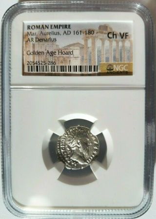 Marcus Aurelius Roman Empire Ngc Ch Vf Ad 161 - 180 Ar Denarius Silver Ancient