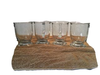 5 Vintage Anchor Hocking Clear Glass Large Coffee Mug Stamped,  Usa