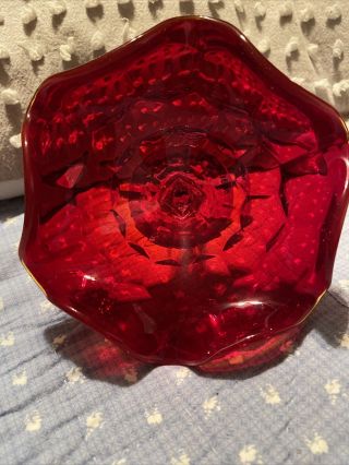 Vintage Viking Ruby Red Georgian Compote Candy Dish With Ruffle Trim 3