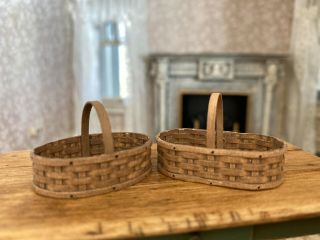Vintage Miniature Dollhouse 1:12 Pair Artisan Al Chandronnait Lovely Baskets
