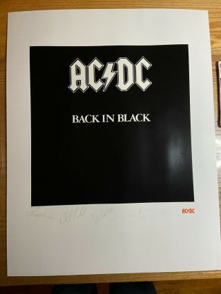 Acdc Album Cover Art Print Back In Black Official Ltd Edition Lithograph