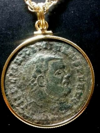Maximianus Large 28mm Authentic Ancient Roman Coin Gold - Filled Pendant Necklace