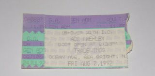 Kiss Band Ace Frehley Solo Concert Ticket Stub Aug7 1992 Tradewinds Seabright Nj