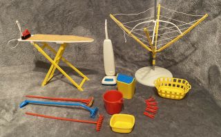 Vintage Sindy Dolls House Furniture - Laundry Accessories.  Clothes Iron