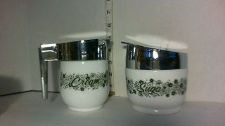 Vintage Gemco Corelle Crazy Daisy White Milk Glass Cream & Sugar Bowl