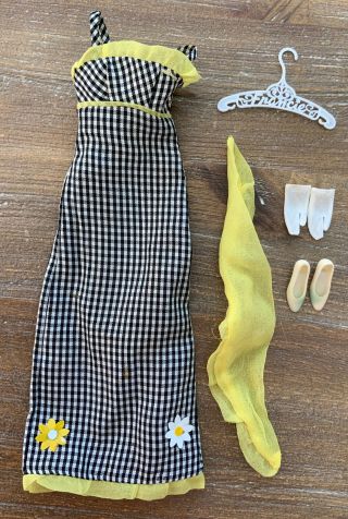 Vintage Francie - Mod Check This 1291 - Daisy Checked Dress Vhtf Shawl Vgc