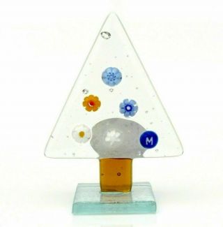 Signed/certificate/label Murano Art Glass Millefiori Christmas Tree Clear