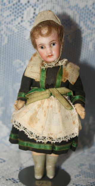 Antique 5 " French Bisque Jtd.  Doll - Unis France 301 - Rare - French Costume