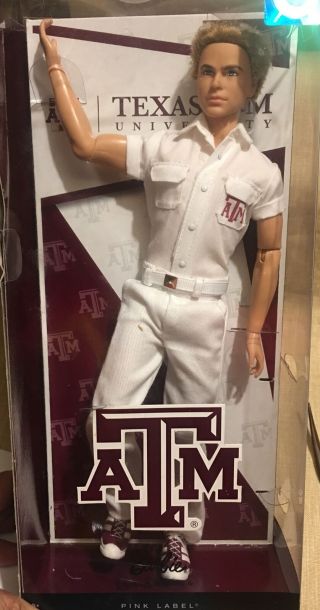 Barbie Collector Texas A&m University Cheerleader Ken Doll By Mattel Pink Label