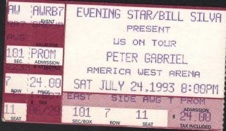 Peter Gabriel Concert Ticket Stub 7/24/93 America West Arena Phoenix Az