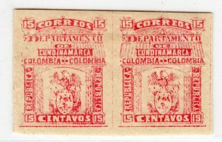 Colombia - Cundinamarca - 15c Pairs - Imperf & Color Errors - 1904 - Sc 28a Rrr