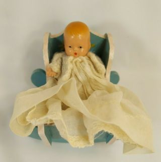 Vintage 1940s - 1950s Nancy Ann Story Book Baby Doll With Dress And Crib