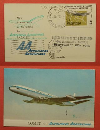 Dr Who 1959 Argentina First Flight Postcard Buenos Aires To Ny C216646