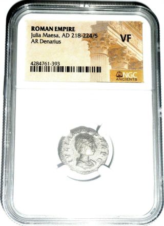 Roman Julia Maesa Antoninianus Silver Denarius Coin Ngc Certified Vf & Story