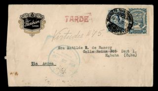 Dr Who 1928 Colombia Bogota Airmail To Spanish Antilles Advertising Shoe F57386