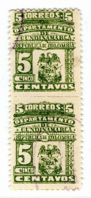 Colombia - Cundinamarca - 5c Pair - Imperf Horizontally Error - 1904 - Sc 26 Rrr
